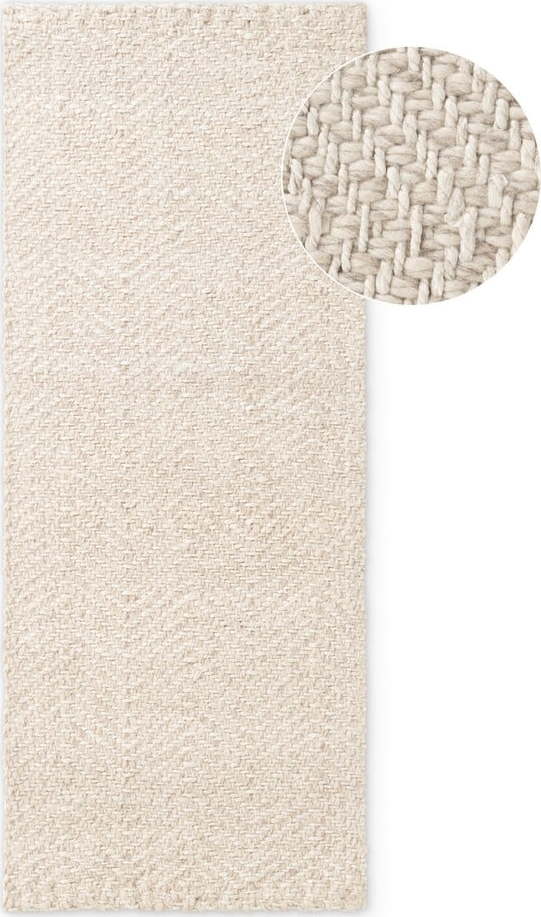 Krémový/slonovinový ručně tkaný běhoun s příměsí vlny 80x200 cm Majoli – Elle Decoration Elle Decoration