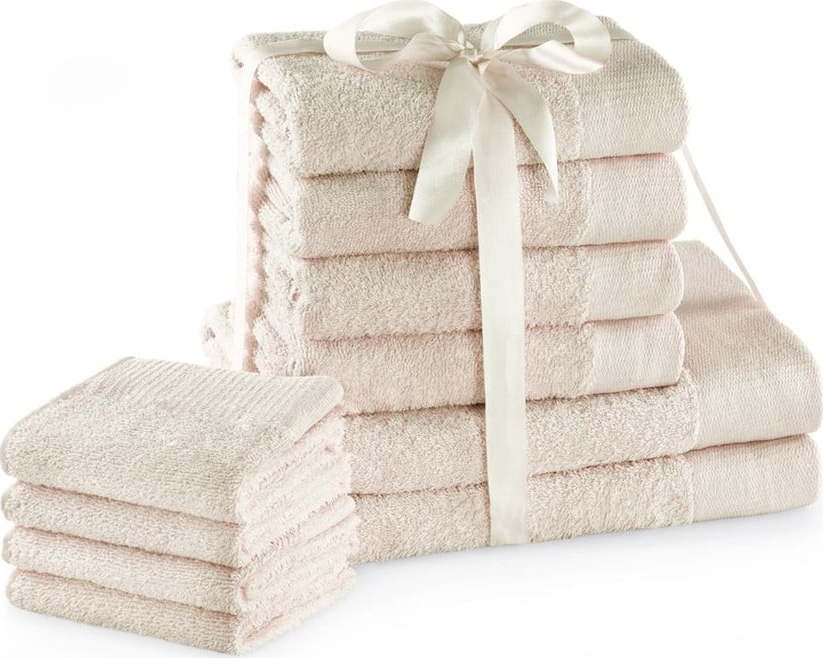 Krémové froté bavlněné ručníky a osušky v sadě 10 ks Amari – Restilo Restilo