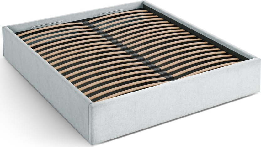 Světle šedá čalouněná dvoulůžková postel s úložným prostorem/bez čela s roštem 180x200 cm Susan – Micadoni Micadoni