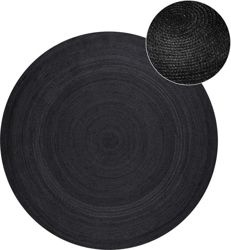 Černý oboustranný/ručně tkaný jutový kulatý koberec ø 140 cm Braided – Hanse Home Hanse Home