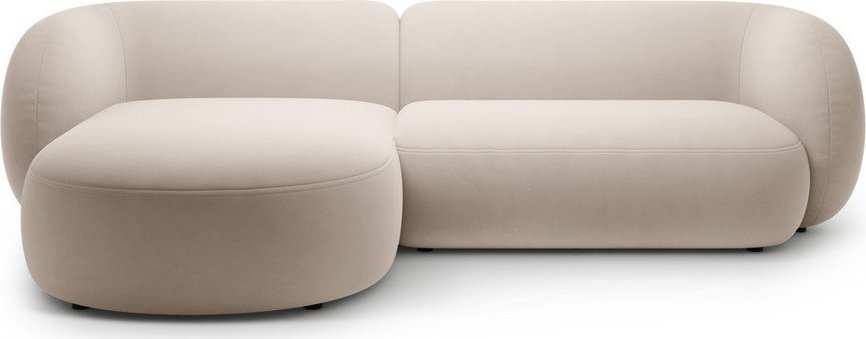Béžová sametová rohová pohovka (levý roh/s lenoškou) Kate – Micadoni Micadoni