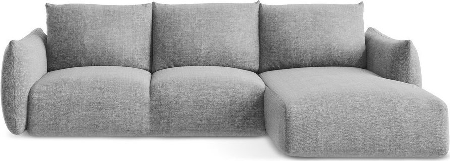 Světle šedá rozkládací rohová pohovka (pravý roh/s lenoškou) Leila – Makamii Makamii