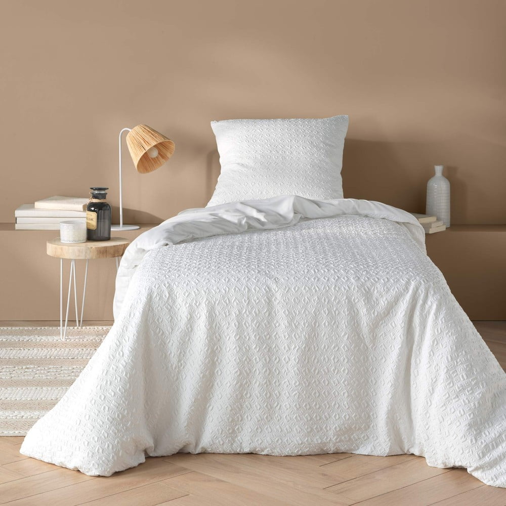 Bílé povlečení na jednolůžko z mikrovlákna 140x200 cm Litea – douceur d'intérieur Douceur d intérieur