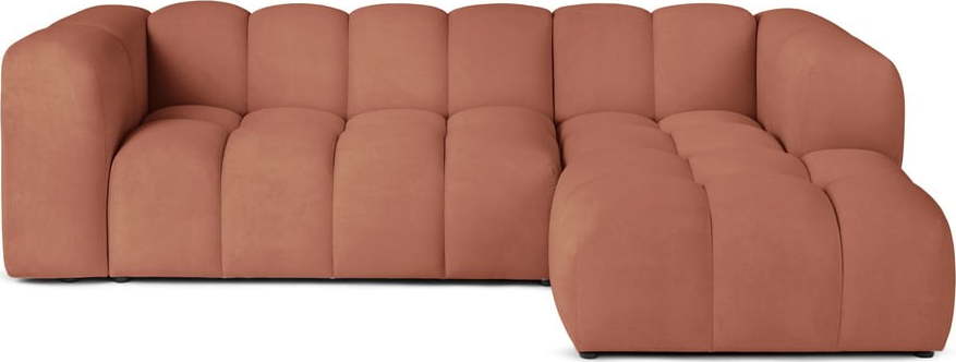 Sametová rohová pohovka v terakotové barvě (pravý roh/s lenoškou) Cube – Bonami Selection Bonami Selection