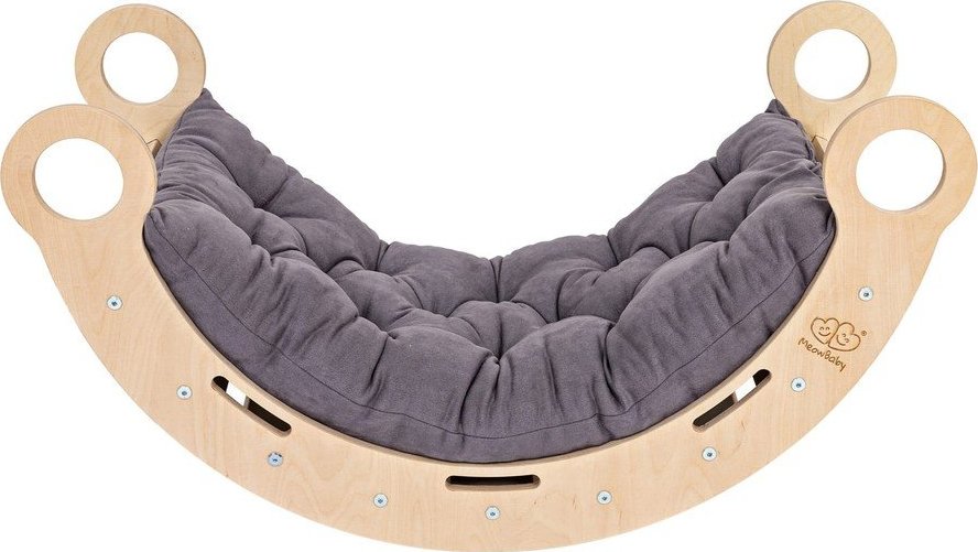 Šedá/v přírodní barvě houpačka z borovicového dřeva 39x75x38 cm Montessori – Meowbaby MeowBaby