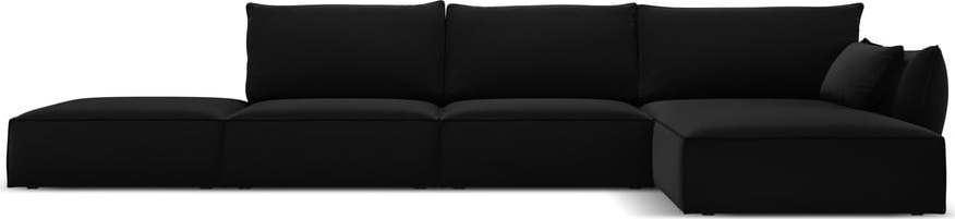 Černá sametová rohová pohovka (pravý roh/s lenoškou) Vanda – Mazzini Sofas Mazzini Sofas