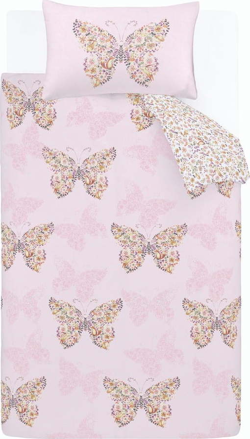 Růžové dětské povlečení na dvoulůžko 200x200 cm Enchanted Butterfly – Catherine Lansfield Catherine Lansfield