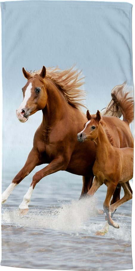 Modrá/hnědá dětská sametová plážová osuška 75x150 cm Free – Good Morning GOOD MORNING