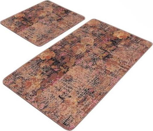 Hnědé sametové koupelnové předložky v sadě 2 ks 60x100 cm – Mila Home Mila Home