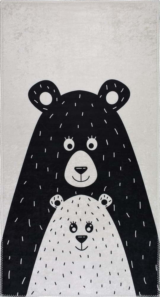 Černobílý pratelný dětský koberec 120x180 cm Bear Family – Vitaus Vitaus
