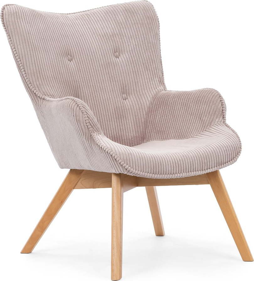 Světle růžové manšestrové křeslo Niko – Ropez Ropez
