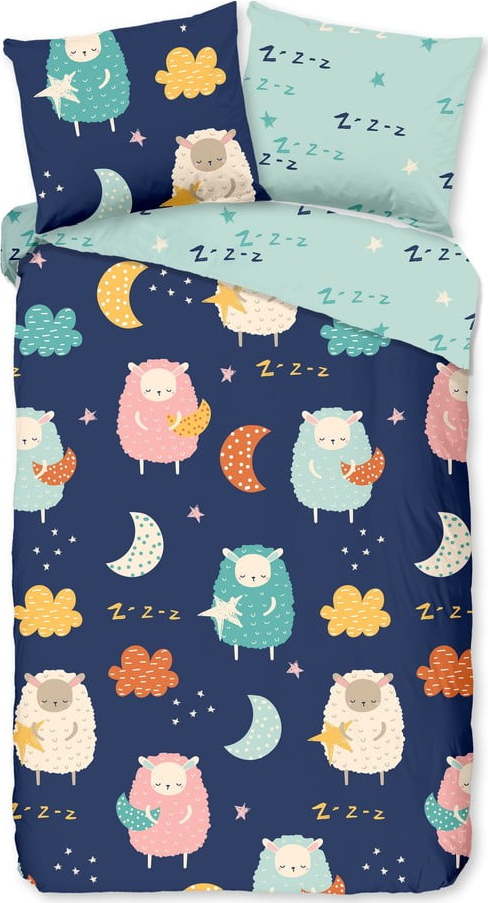 Modré bavlněné dětské povlečení na jednolůžko/prodloužené 140x220 cm Sheep – Good Morning GOOD MORNING
