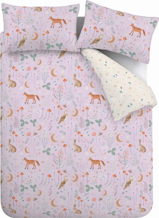 Povlečení na jednolůžko v levandulové barvě 135x200 cm Enchanted Twilight Animals – Catherine Lansfield Catherine Lansfield