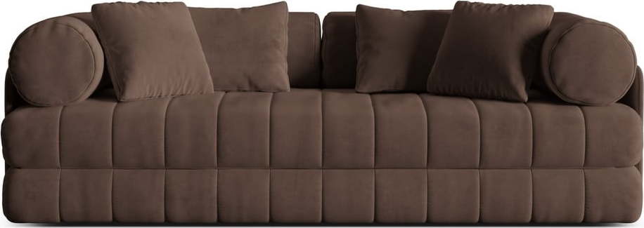 Hnědá sametová rozkládací pohovka 206 cm Kemi – Cosmopolitan Design Cosmopolitan design