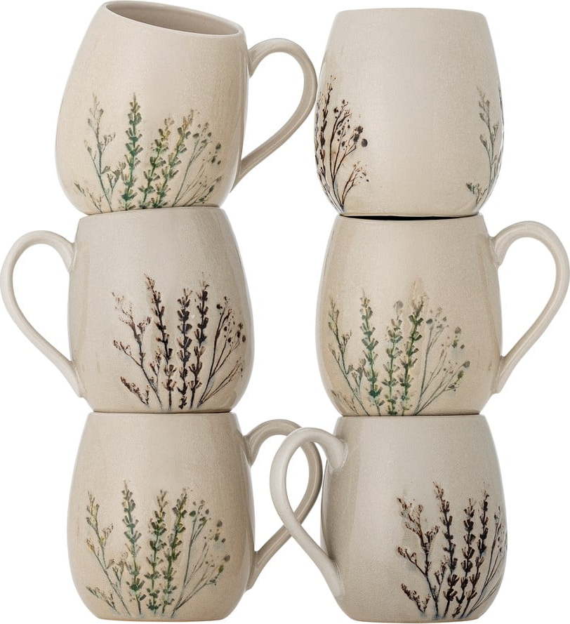 Béžové hrnky v sadě 6 ks z kameniny 400 ml Bea – Bloomingville Bloomingville