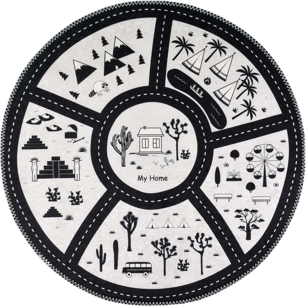Černobílý pratelný dětský hrací koberec ø120 cm My Home – Vitaus Vitaus