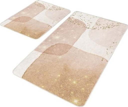 Béžové sametové koupelnové předložky v sadě 2 ks 60x100 cm – Mila Home Mila Home