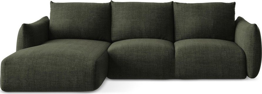 Zelená rozkládací rohová pohovka (levý roh/s lenoškou) Leila – Makamii Makamii