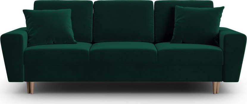 Zelená sametová rozkládací/s úložným prostorem pohovka 235 cm Kyoto – Cosmopolitan Design Cosmopolitan design
