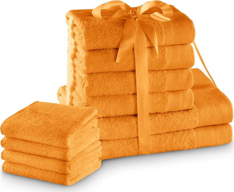 Oranžové froté bavlněné ručníky a osušky v sadě 10 ks Amari – Restilo Restilo
