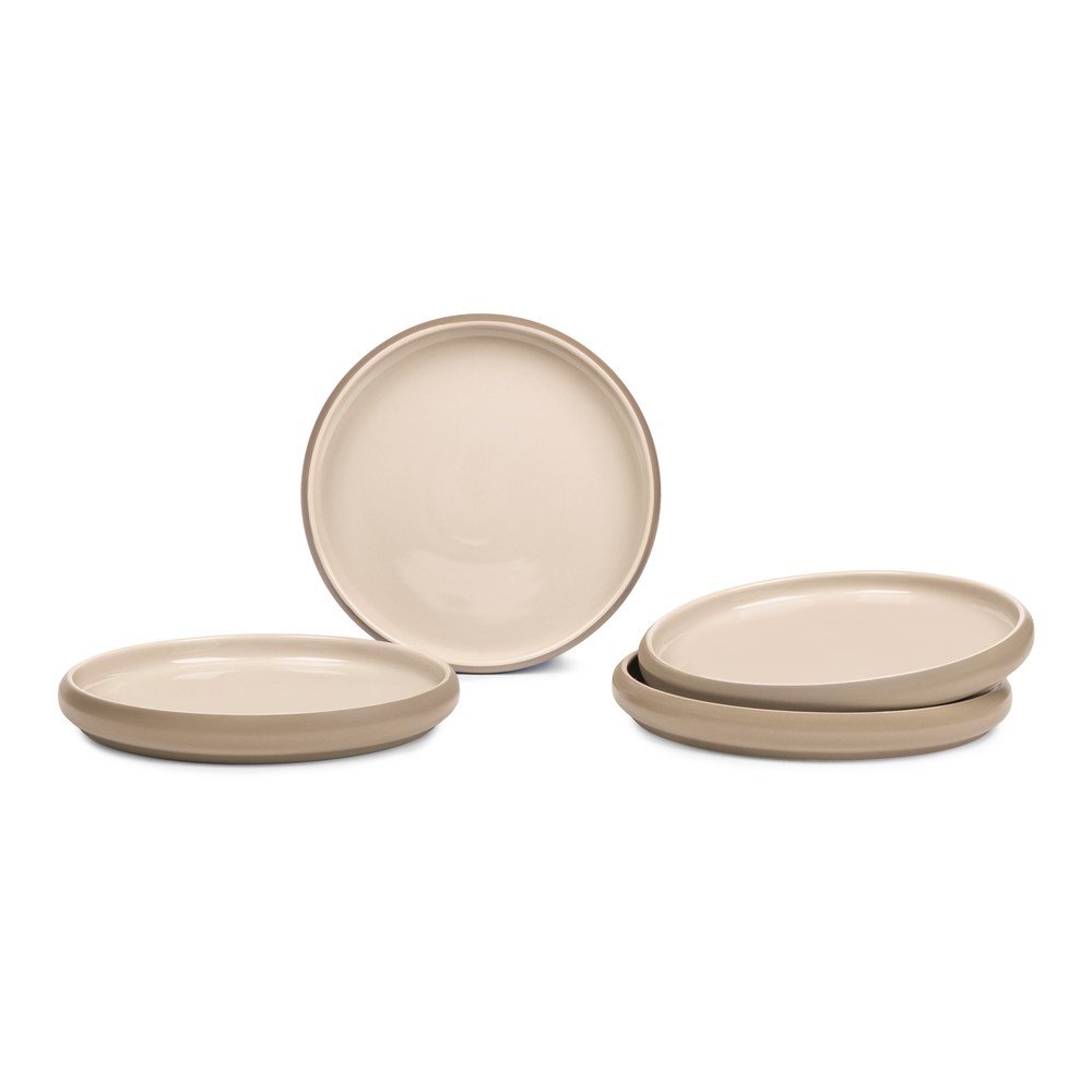 Béžové talíře z kameniny v sadě 4 ks