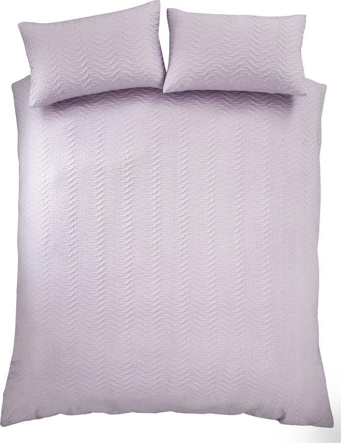 Krepové povlečení na dvoulůžko/prodloužené v levandulové barvě 230x220 cm Heatset Wave – Catherine Lansfield Catherine Lansfield