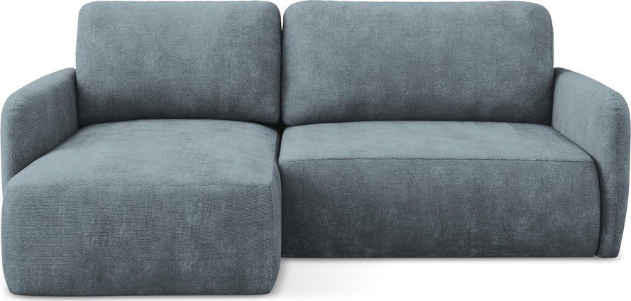 Šedomodrá žinylková rozkládací/s úložným prostorem rohová pohovka (levý roh/s lenoškou) Lilo – Makamii Makamii