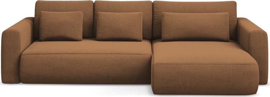 Rozkládací/s úložným prostorem rohová pohovka v terakotové barvě (pravý roh/s lenoškou) Kapua – Makamii Makamii