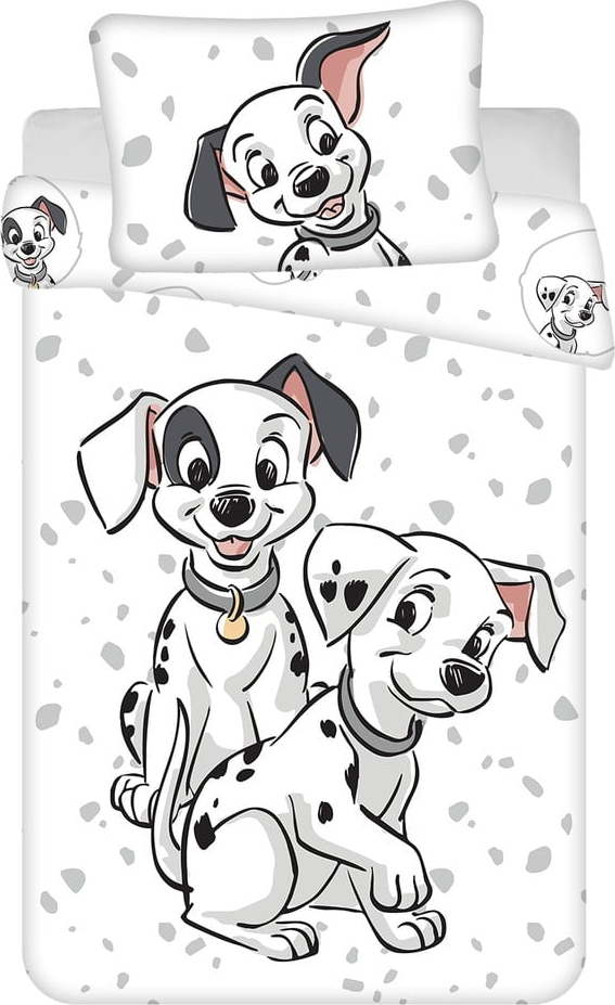 Bílé bavlněné dětské povlečení do postýlky 100x135 cm 101 Dalmatians – Jerry Fabrics Jerry Fabrics