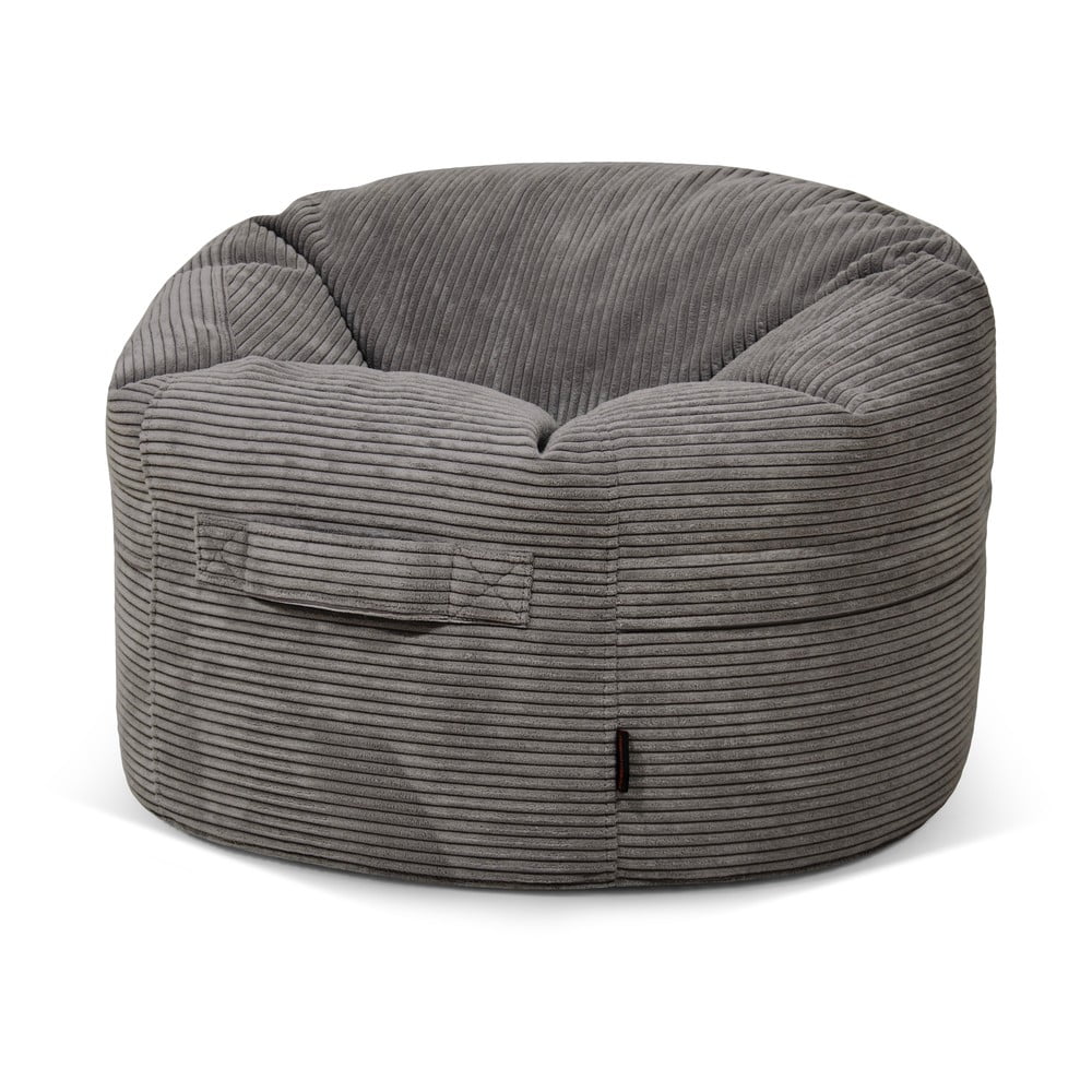 Tmavě šedý manšestrový dětský sedací vak Roll 80 – SLOWDOWN SLOWDOWN