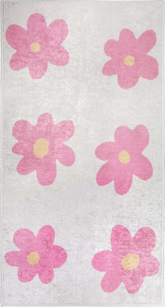 Růžový/slonovinový pratelný dětský koberec 60x100 cm Cute Flowers Pink – Vitaus Vitaus