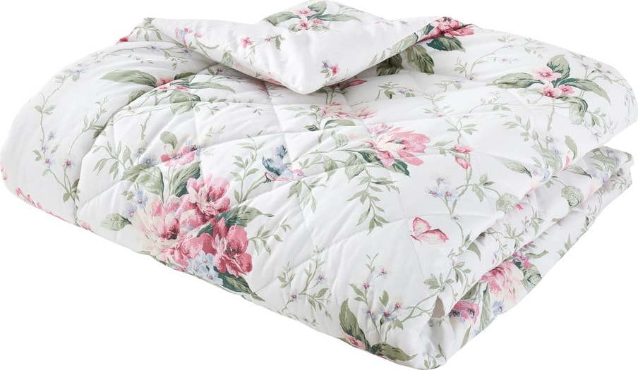Krémový prošívaný přehoz 200x200 cm Bridgerton Penelope Floral – Catherine Lansfield Catherine Lansfield