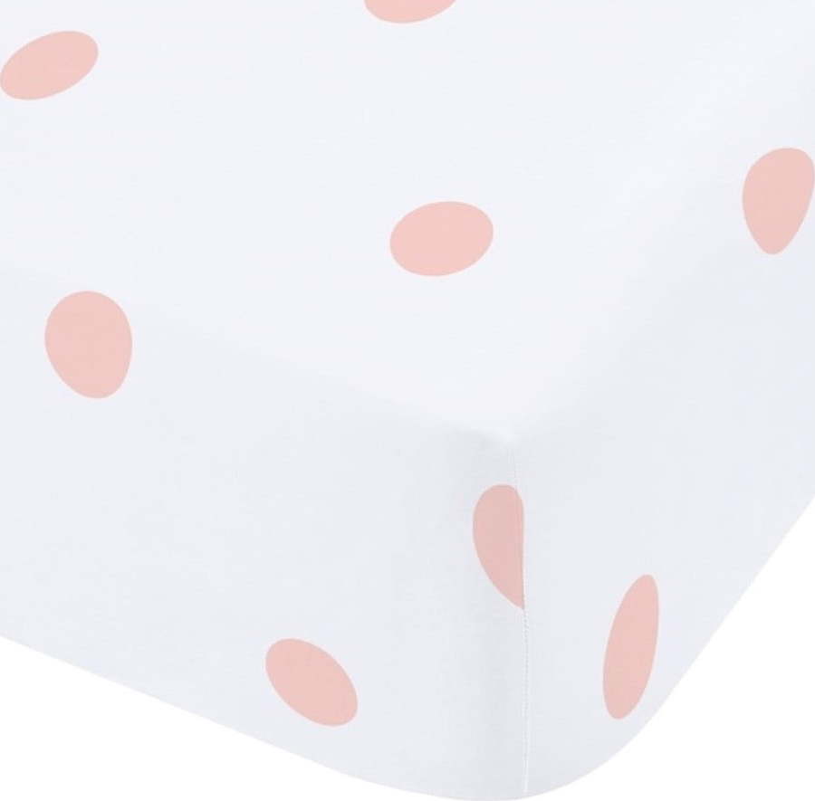 Bílé/růžové napínací flanelové prostěradlo 150x200 cm Polka Dot – Catherine Lansfield Catherine Lansfield
