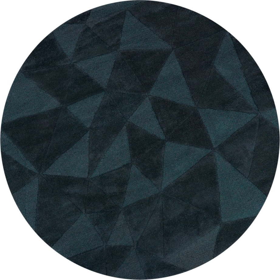 Zelenomodrý ručně tkaný vlněný kulatý koberec ø 160 cm Shard Teal – Flair Rugs Flair Rugs