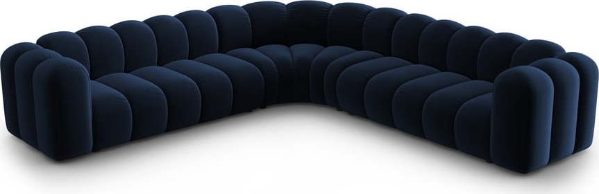 Modrá sametová modulární rohová pohovka Lupine – Micadoni Micadoni