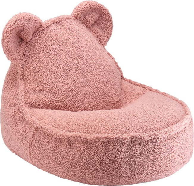 Růžový dětský sedací vak z textilie bouclé Bear – Wigiwama Wigiwama