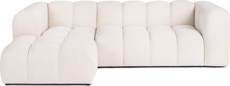 Krémová sametová rohová pohovka (levý roh/s lenoškou) Cube – Bonami Selection Bonami Selection