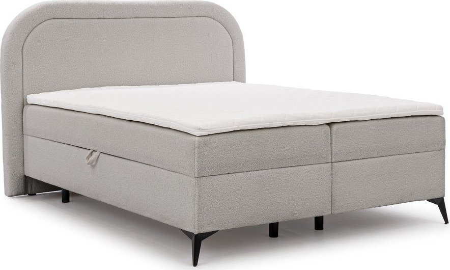 Světle šedá boxspring postel s úložným prostorem 140x200 cm Ornes – Ropez Ropez