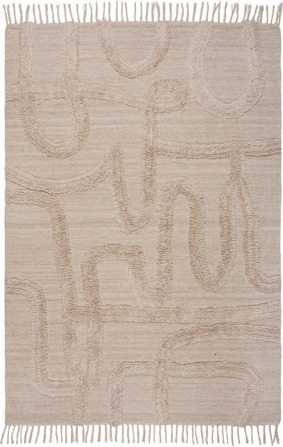 Béžový ručně tkaný vlněný koberec 160x230 cm Loma – Flair Rugs Flair Rugs