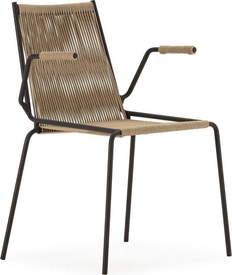 Béžové kovové jídelní židle v sadě 2 ks s područkami/stohovatelné Emily – Marckeric Marckeric