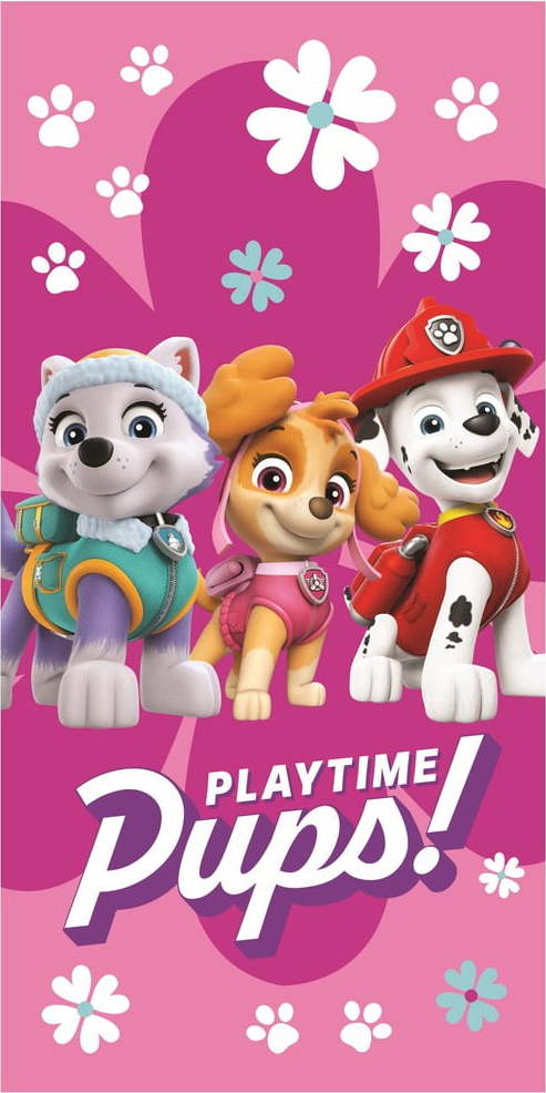 Růžová bavlněná dětská osuška 70x140 cm Paw Patrol – Jerry Fabrics Jerry Fabrics