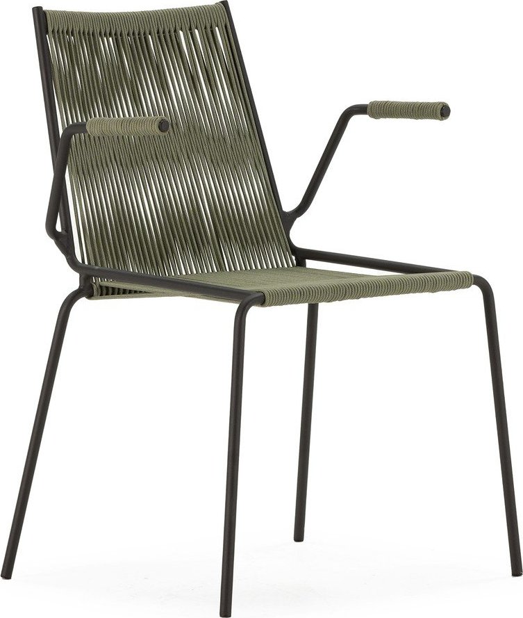 Zelené kovové jídelní židle v sadě 2 ks s područkami/stohovatelné Emily – Marckeric Marckeric