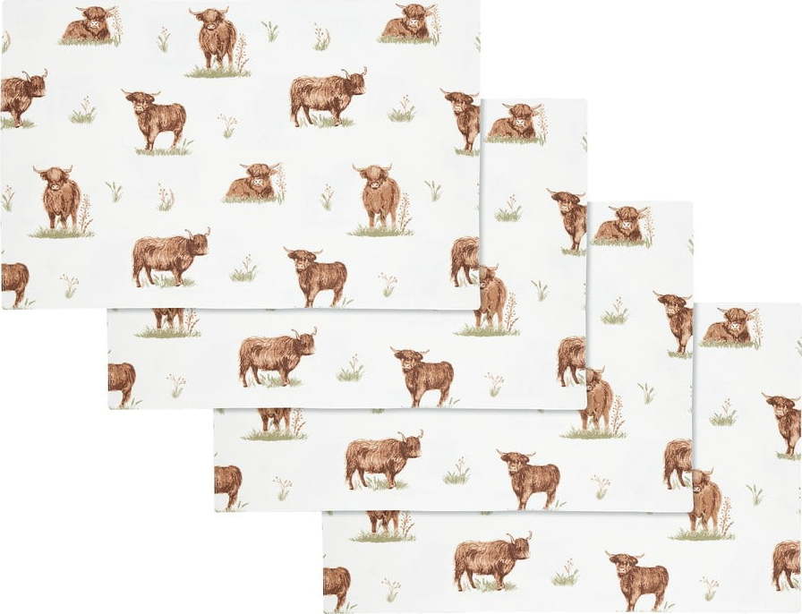 Bavlněná prostírání v sadě 4 ks 30x46 cm Angus Highland Cow – Catherine Lansfield Catherine Lansfield