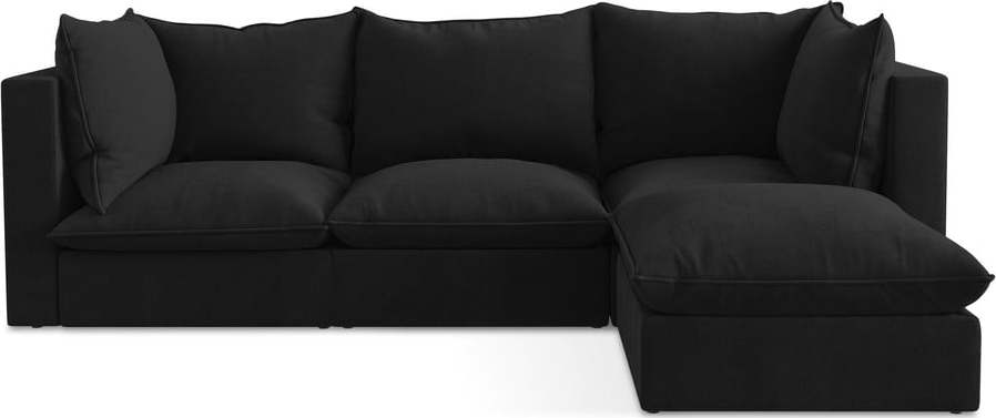 Černá rohová pohovka (pravý roh/s lenoškou) Manao – Makamii Makamii