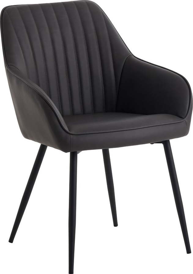 Tmavě šedá čalouněná jídelní křesla v sadě 2 ks s područkami Nolan Stripe – Unique Furniture Unique Furniture