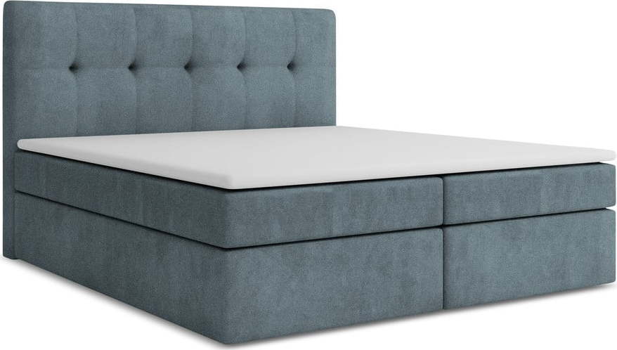 Světle modrá boxspring postel s úložným prostorem 140x200 cm Palta – Makamii Makamii