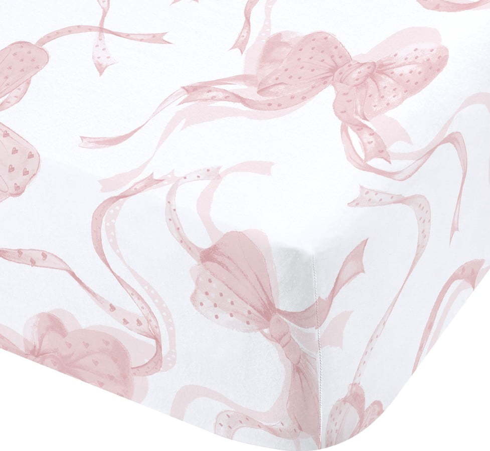 Bílé/růžové napínací prostěradlo 150x200 cm Bow – Catherine Lansfield Catherine Lansfield