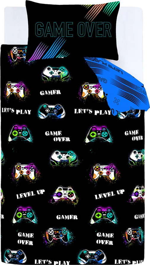 Černé dětské povlečení na dvoulůžko 200x200 cm Game Over – Catherine Lansfield Catherine Lansfield
