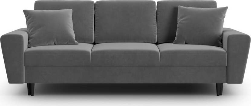 Světle šedá sametová rozkládací/s úložným prostorem pohovka 235 cm Kyoto – Cosmopolitan Design Cosmopolitan design