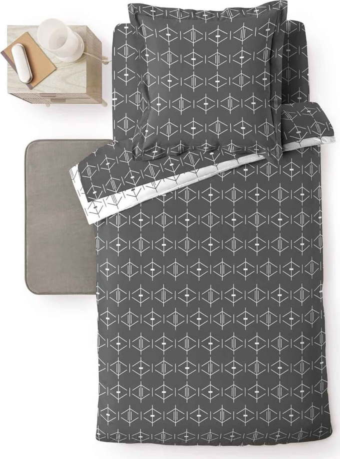 Tmavě šedý bavlněný povlak na peřinu na jednolůžko 140x200 cm Aristide – douceur d'intérieur Douceur d intérieur